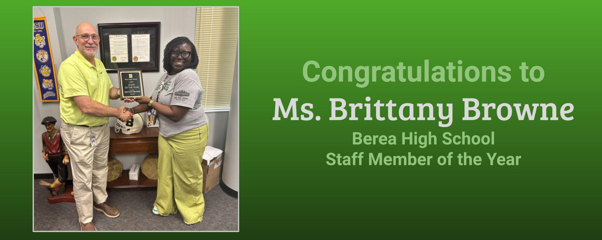 Brittany Browne staff member of the year